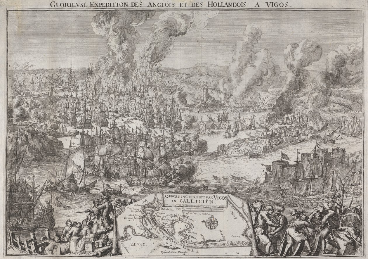 Gloriosa expedição de ingleses e holandeses a Vigos (Vitória do almirante Rooke ao largo de Vigo, 12 de outubro de 1702)polonês autorstwa Unknown artist