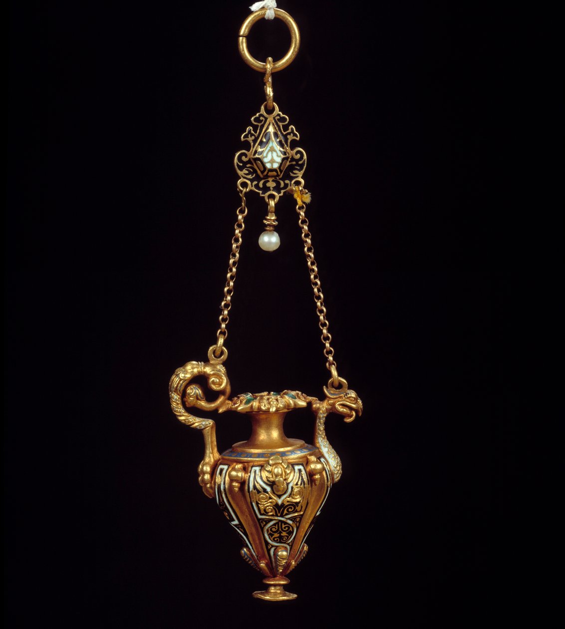 Złota emaliowana zawieszka w kształcie urny. 1560 Paryż, Musee du Louvre autorstwa Unknown artist