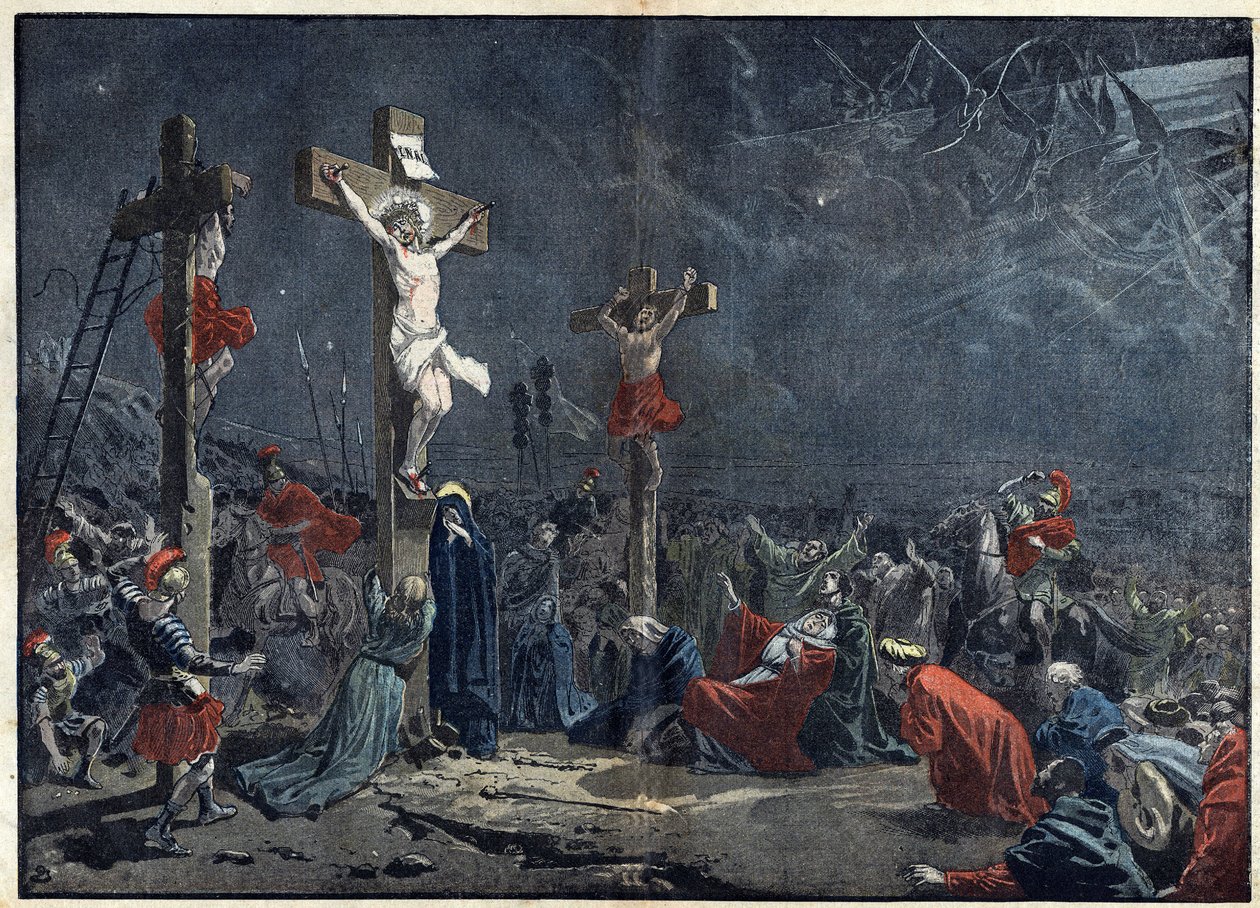 Wielki Piątek: ukrzyżowanie Jezusa Chrystusa (Jezusa Chrystusa). Ilustracja w „” le Pelerin”” z 3 kwietnia autorstwa Unknown artist