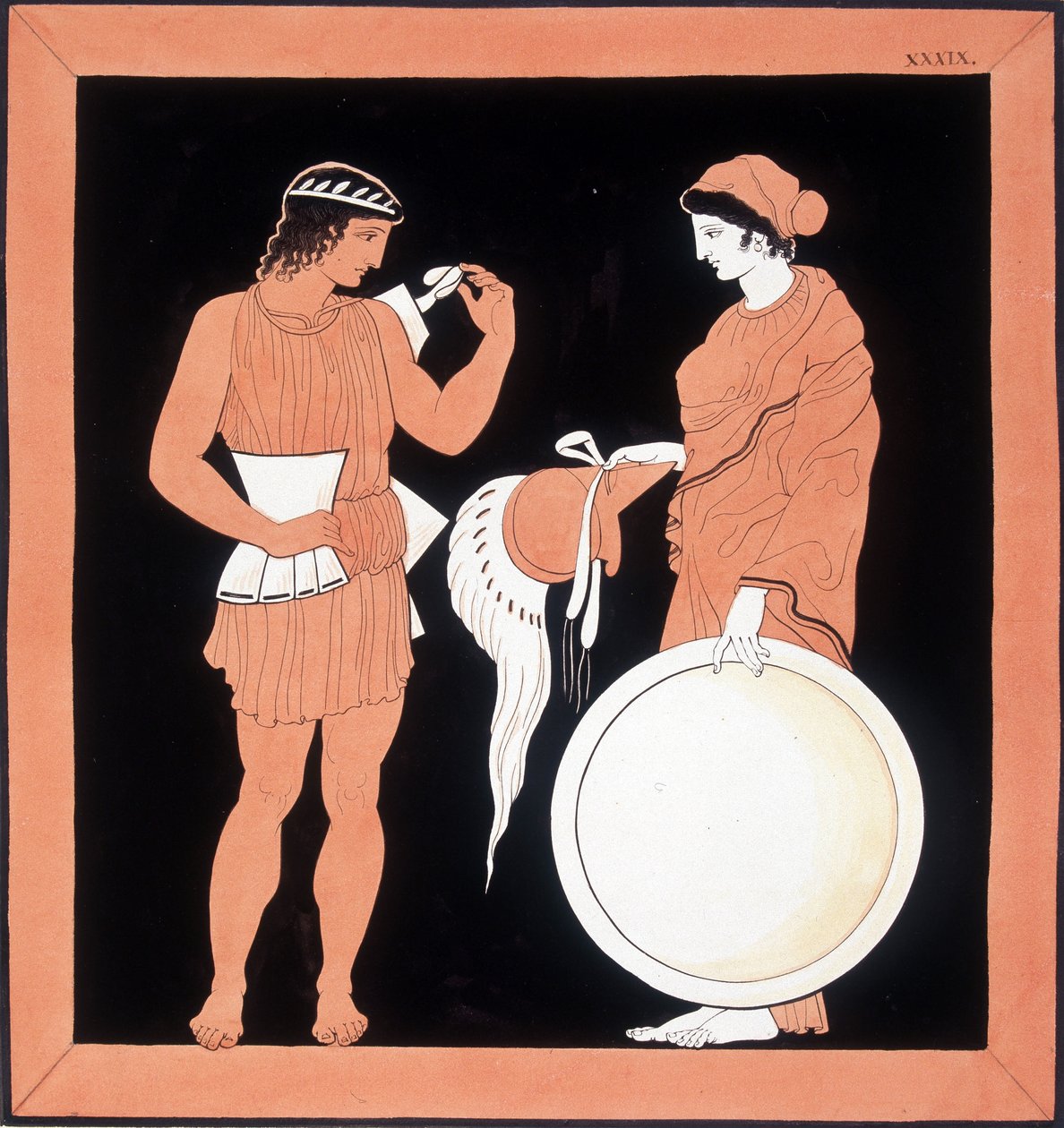 Mitologia grecka: Andromaque przedstawia broń mężowi. autorstwa Unknown artist