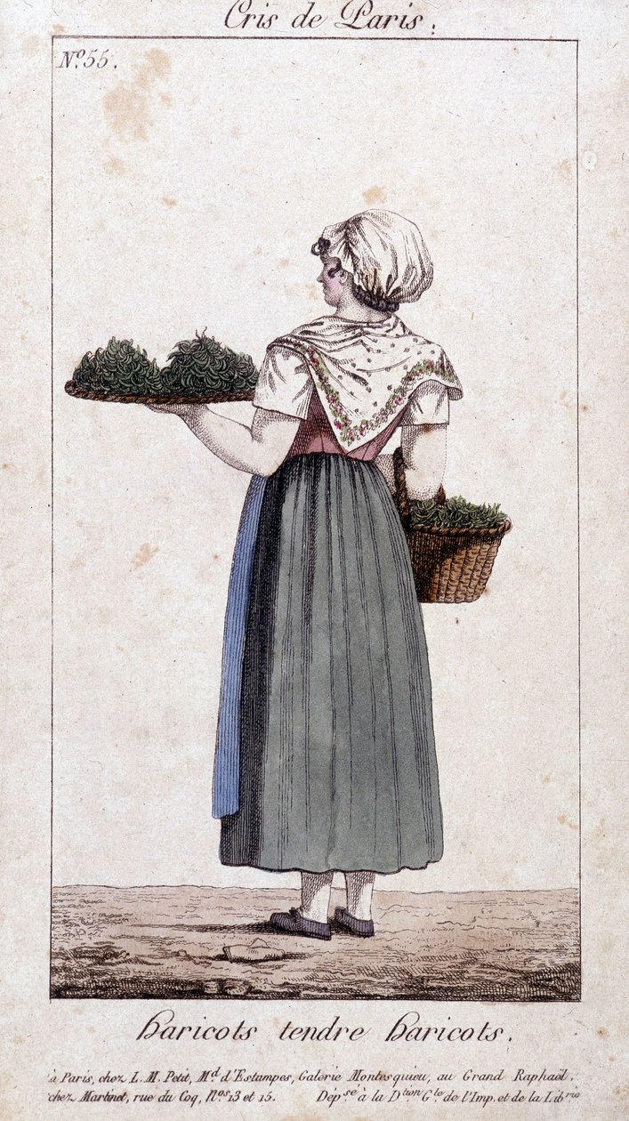 Handlarz fasolą szparagową - w „”Cris de Paris””, deb. 19 wiek autorstwa Unknown artist