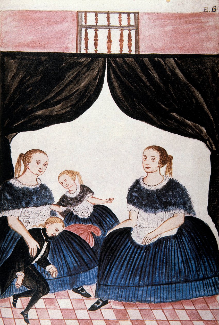 Grupa kobiet w żałobie, z książki „Trujillo of Peru” lub „Codex Martinez Companion”, autorstwa Baltazara Martineza Companion i Bujandy, biskupa Trujillo (1782-1785) autorstwa Unknown artist