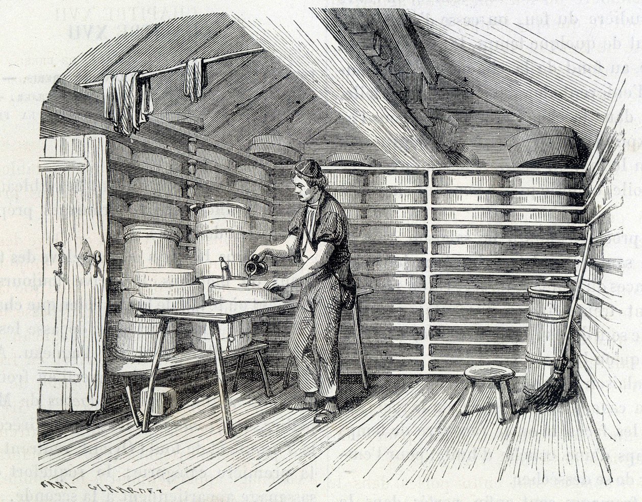 Sklep z serami Gruyère w szwajcarskim domku (mycie crut) - w „Cuda przemysłu” Louisa Figuiera autorstwa Unknown artist