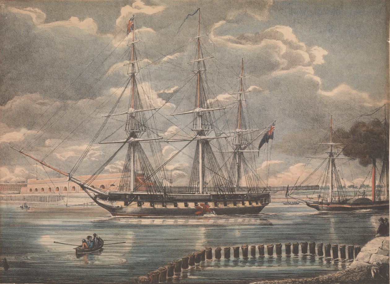HMS "Active" (litografia, kolorowana) autorstwa Unknown artist