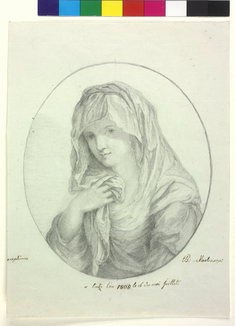 Pół długości młodej kobiety z prześcieradłem wokół głowy Dama z welonem dziewica westalka autorstwa Unknown artist