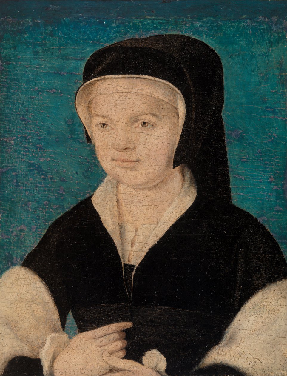Głowa kobiety na niebieskim tle autorstwa Unknown artist