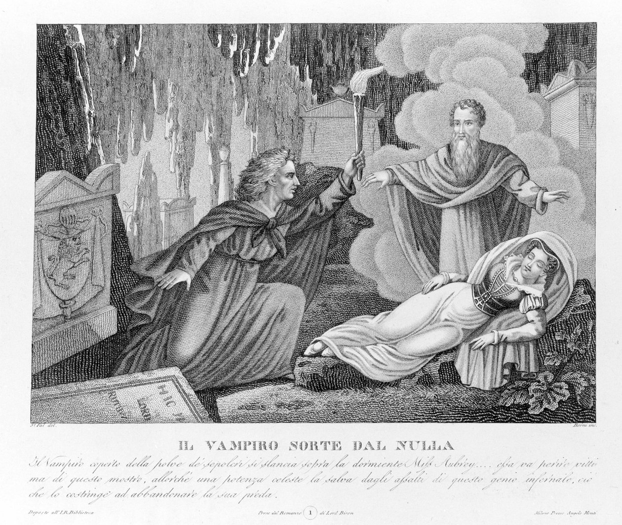 Niebiańska zemsta - według nowego „Wampira” przypisywanego najpierw Lordowi Byronowi (1788-1824), angielskiemu poecie. potem do jego sekretarza Polidoriego. 1816. autorstwa Unknown artist