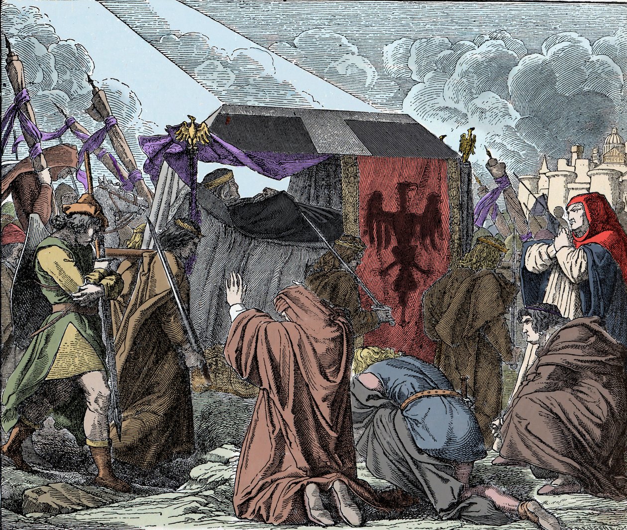 Henryk VII opłakiwany przez swój lud - Pogrzeb Henryka VII Luksemburczyka (ok. 1275-1313), cesarza Rzymian - autorstwa Unknown artist