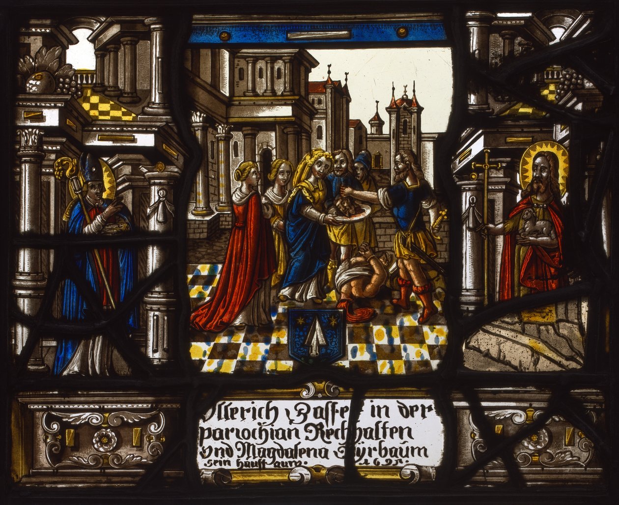 Panel heraldyczny ze ścięciem świętego Jana Chrzciciela autorstwa Unknown artist