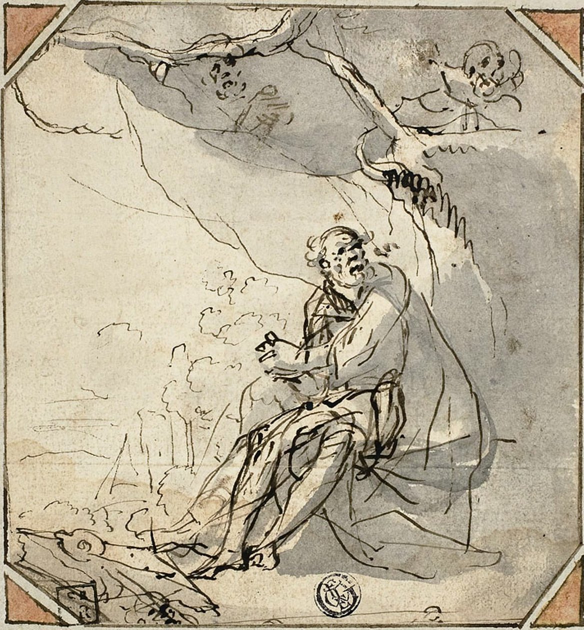 Pustelnik w jaskini autorstwa Unknown artist
