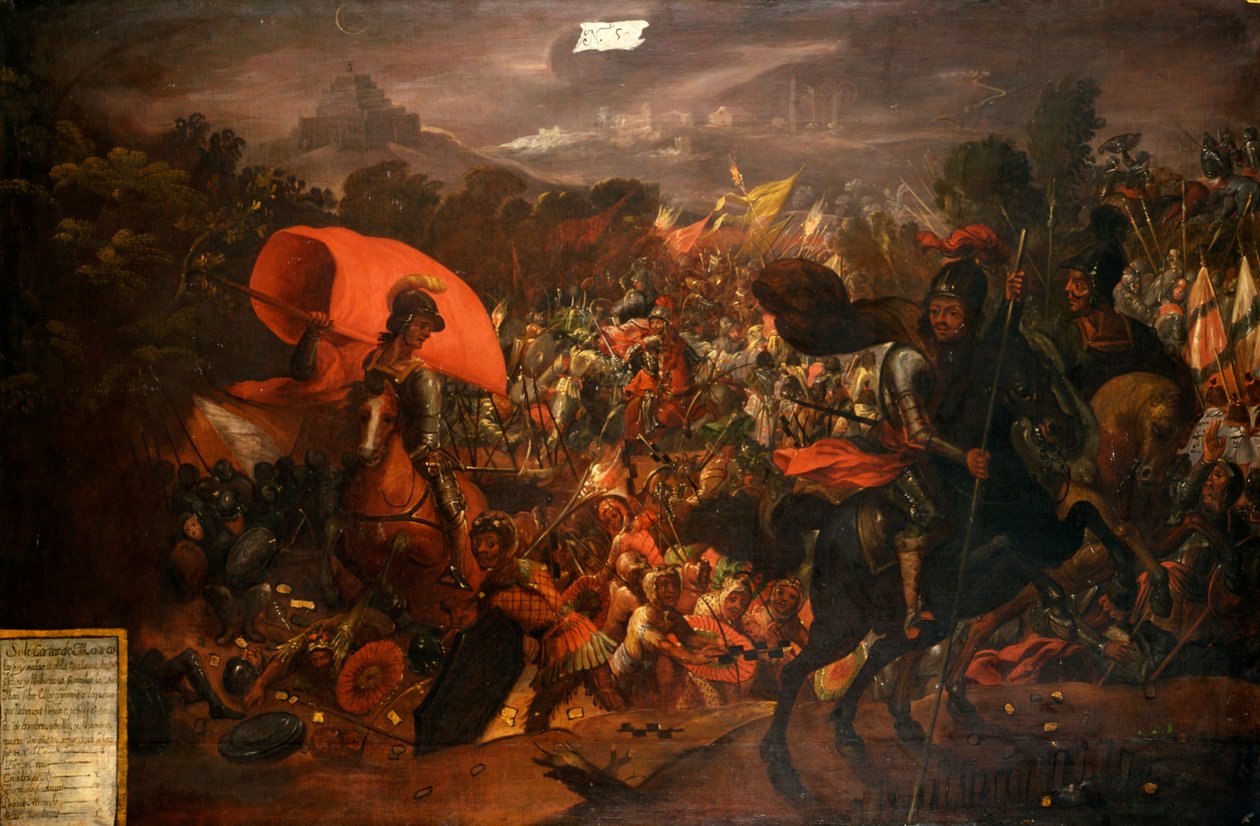 Hernan Cortes uciekający ze stolicy Azteków autorstwa Unknown artist