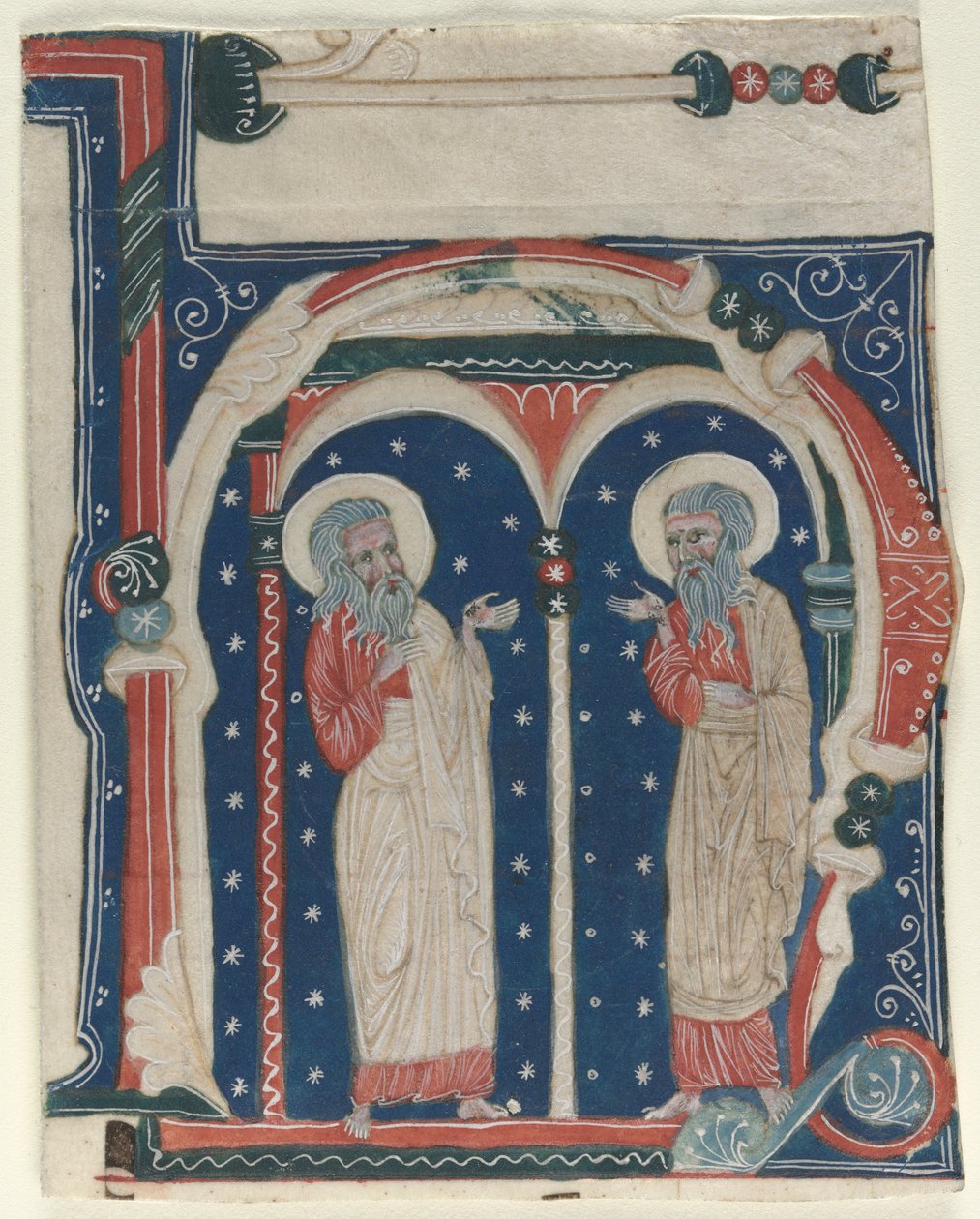 Historyczny inicjał (H) wycięty z antyfonarza: SS. Paweł Pustelnik i Antoni autorstwa Unknown artist