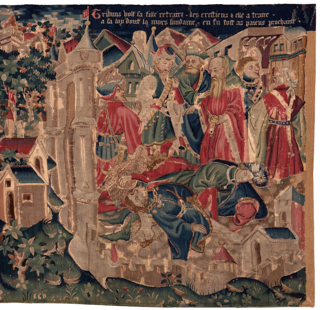 Historia św. Piata i św. Eleutery, scena 14: Plaga niszczy miasto Tournai. autorstwa Unknown artist