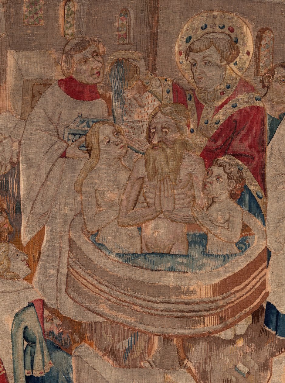 Historia św. Piata i św. Eleutery, scena 6 Szczegół poł. Scena chrztu. autorstwa Unknown artist