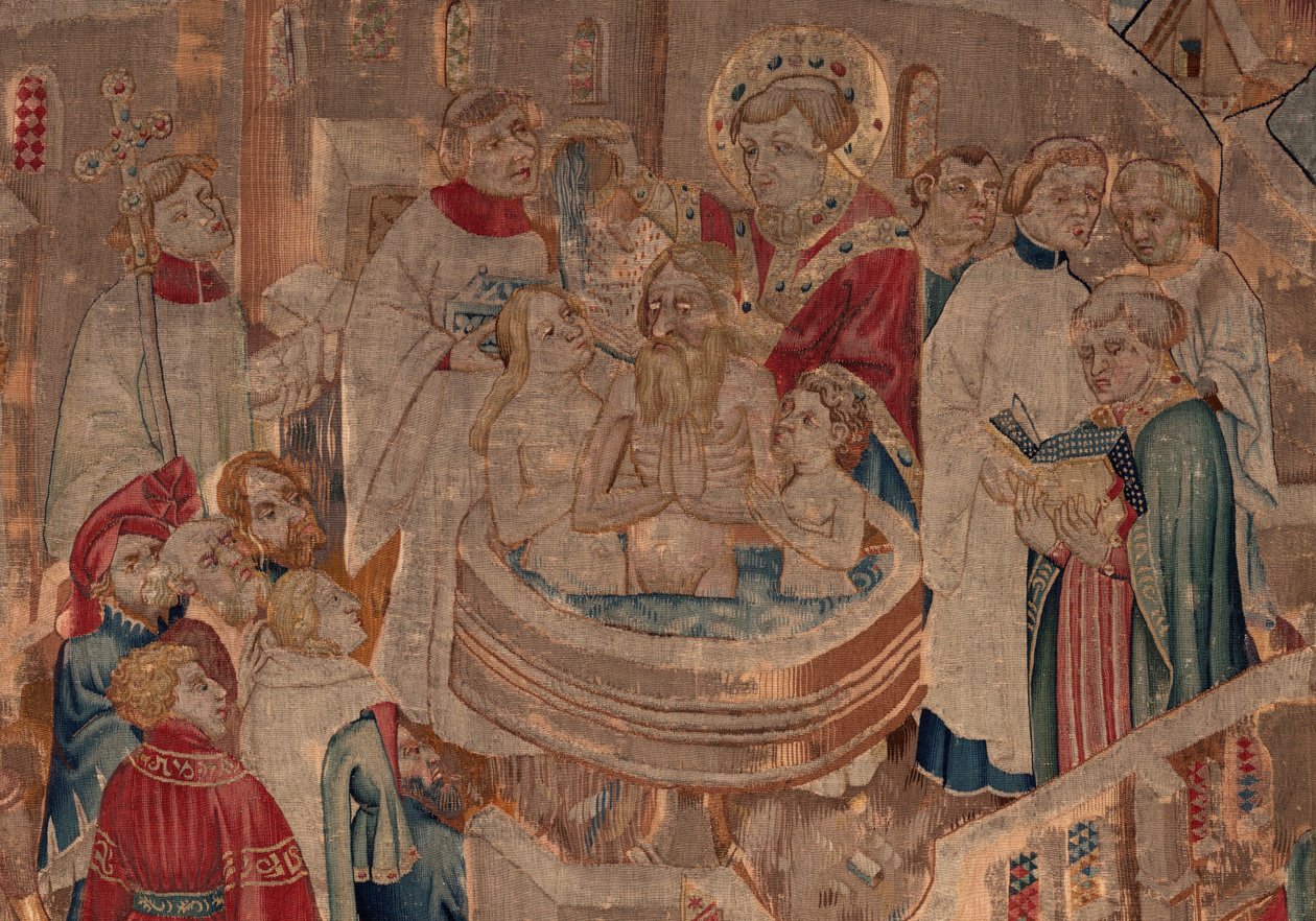 Historia św. Piata i św. Eleutery, scena 6 Szczegół poł. Scena chrztu. autorstwa Unknown artist