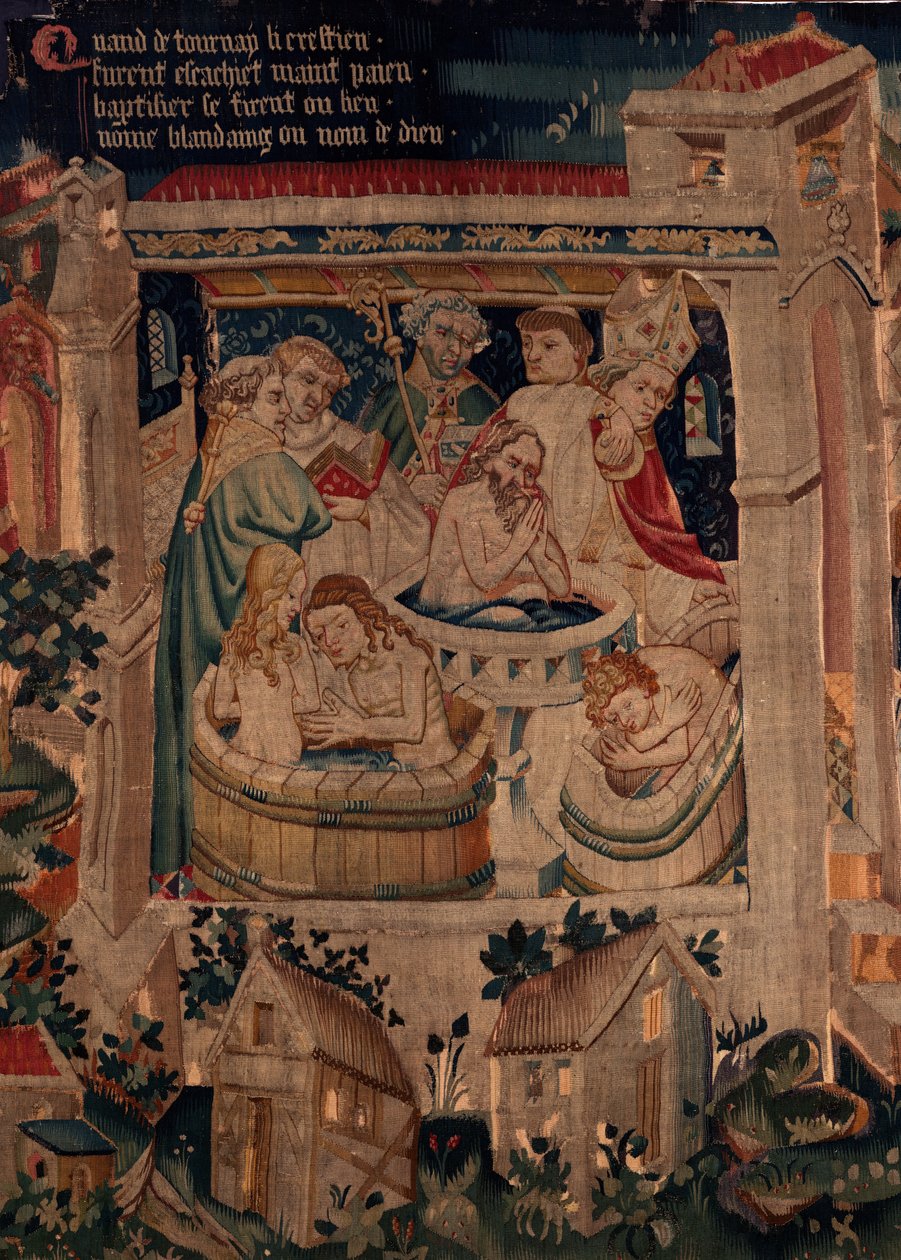 Historia św. Piata i św. Eleutery, scena 7 Chrzest chrześcijan zesłańców autorstwa Unknown artist