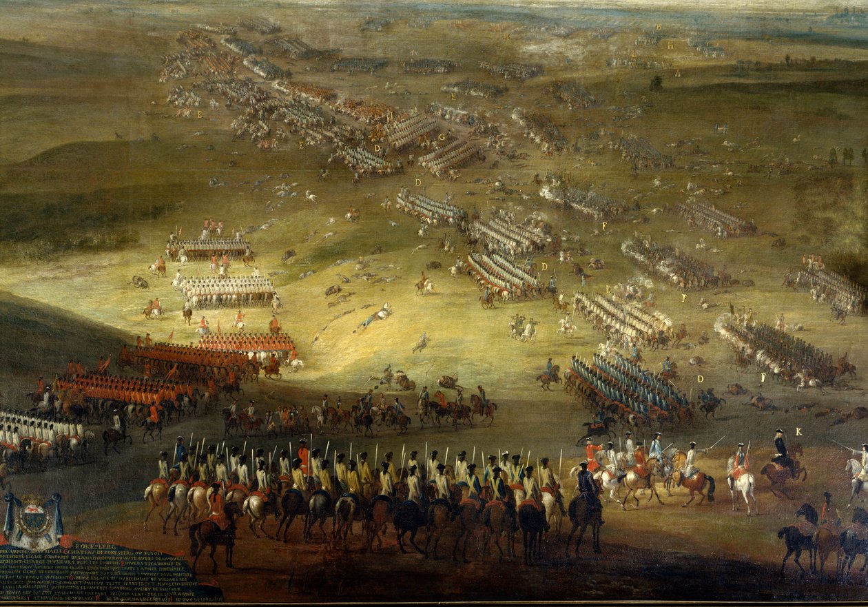 Wojna w Holandii: Bitwa pod Kokesberg (1677) zwana także Kochersberg (w Alzacji) Anonimowy obraz z 1677 r. Chateau De Vaux Le Viscount. autorstwa Unknown artist