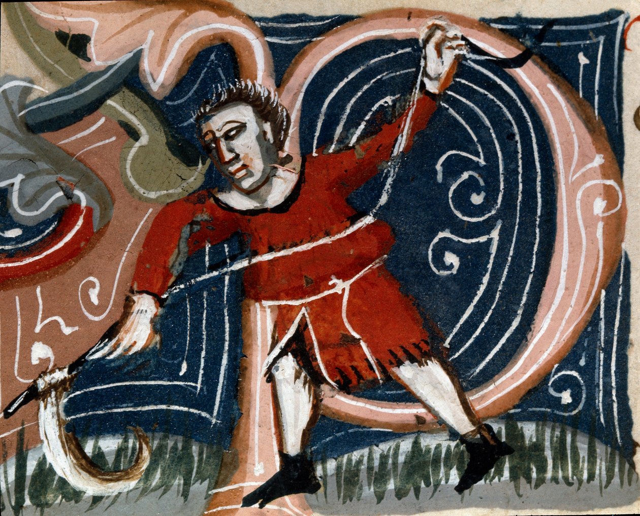 Ogrodnictwo: koszenie ziół. Szczegół. Strona rękopisu (MS.s.vi) "" Przysmak rolniczy "" Pietro de Crescenzi (Crescent Stone lub Crescens Stone) (1233-1320) XIV-wieczna Cesena, Biblioteca Malatestiana autorstwa Unknown artist