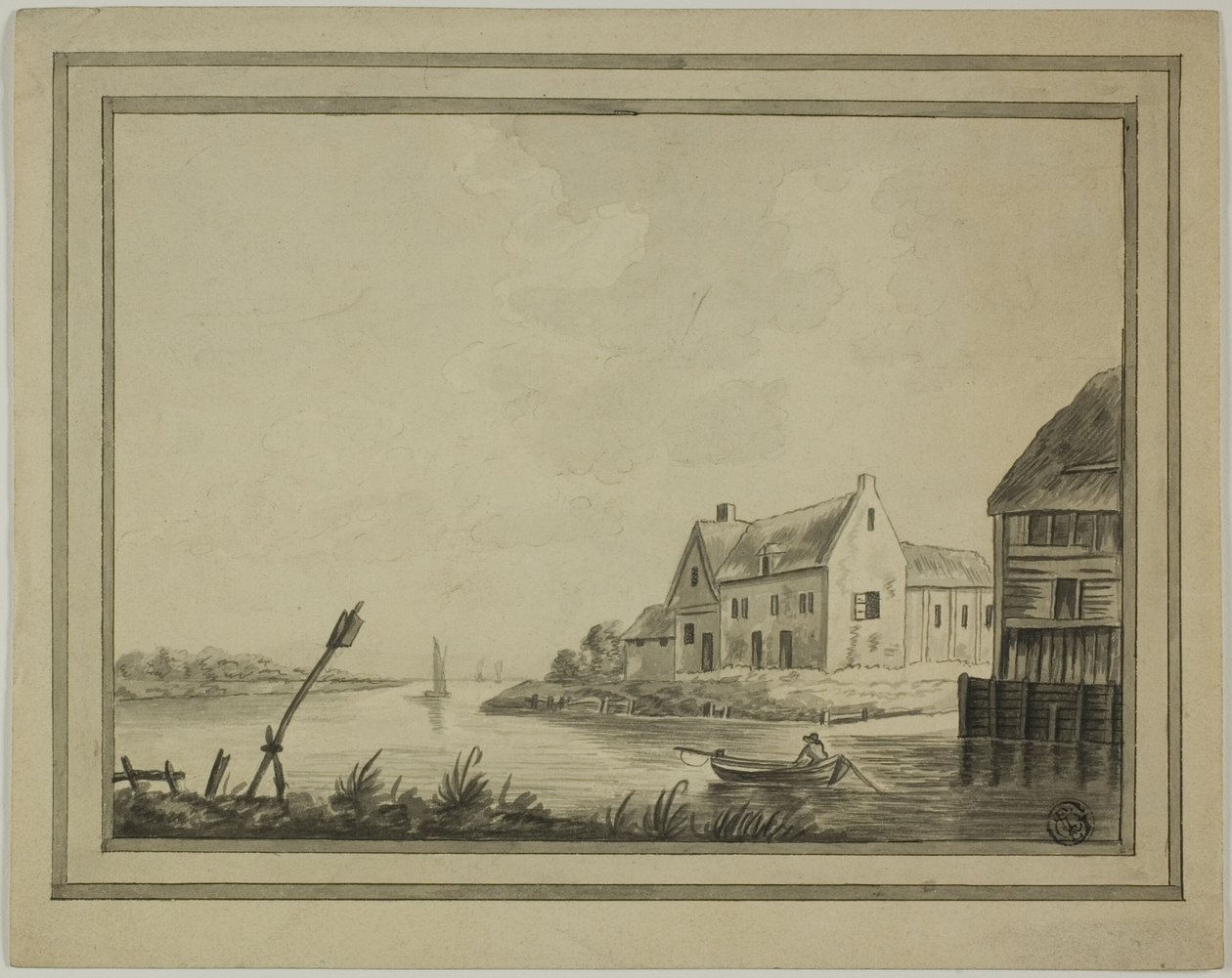 Domy nad rzeką lub kanałem autorstwa Unknown artist