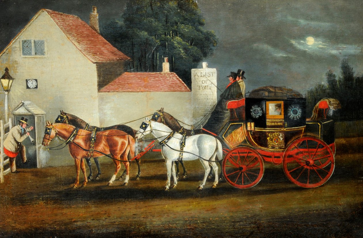 Hull and London Royal Mail Coach, ok. 1860 r. (olej na płótnie) autorstwa Unknown artist