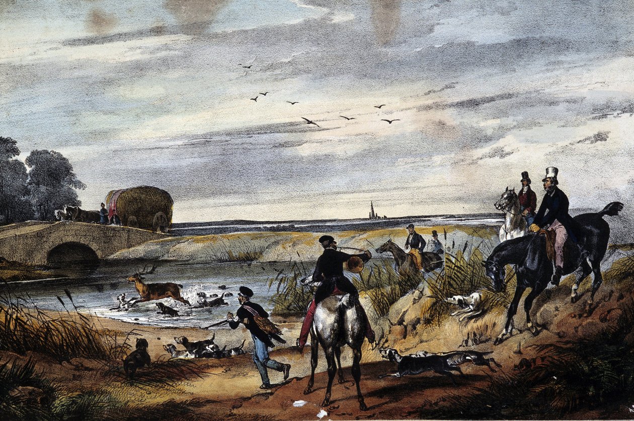 Scena myśliwska - Anonimowy ryt, ok. 1930 r. 1850 autorstwa Unknown artist