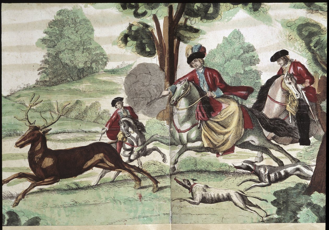 Scena myśliwska - grawer autorstwa Unknown artist