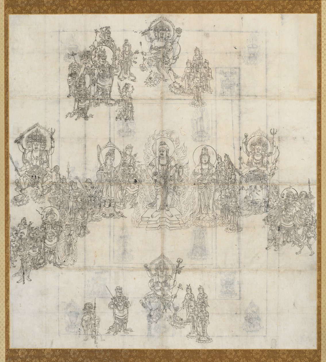Szkic ikonograficzny (Zuzō) do mandali Sutry Dobroczynnych Królów autorstwa Unknown artist
