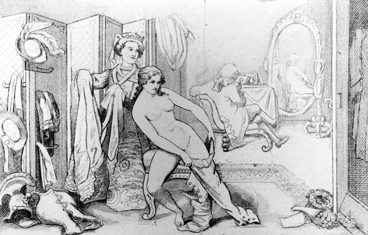 Ilustracja przedstawiająca Casanovę i nagą kobietę - w „Historii mojego życia” Casanovy. Bruksela 1872. autorstwa Unknown artist