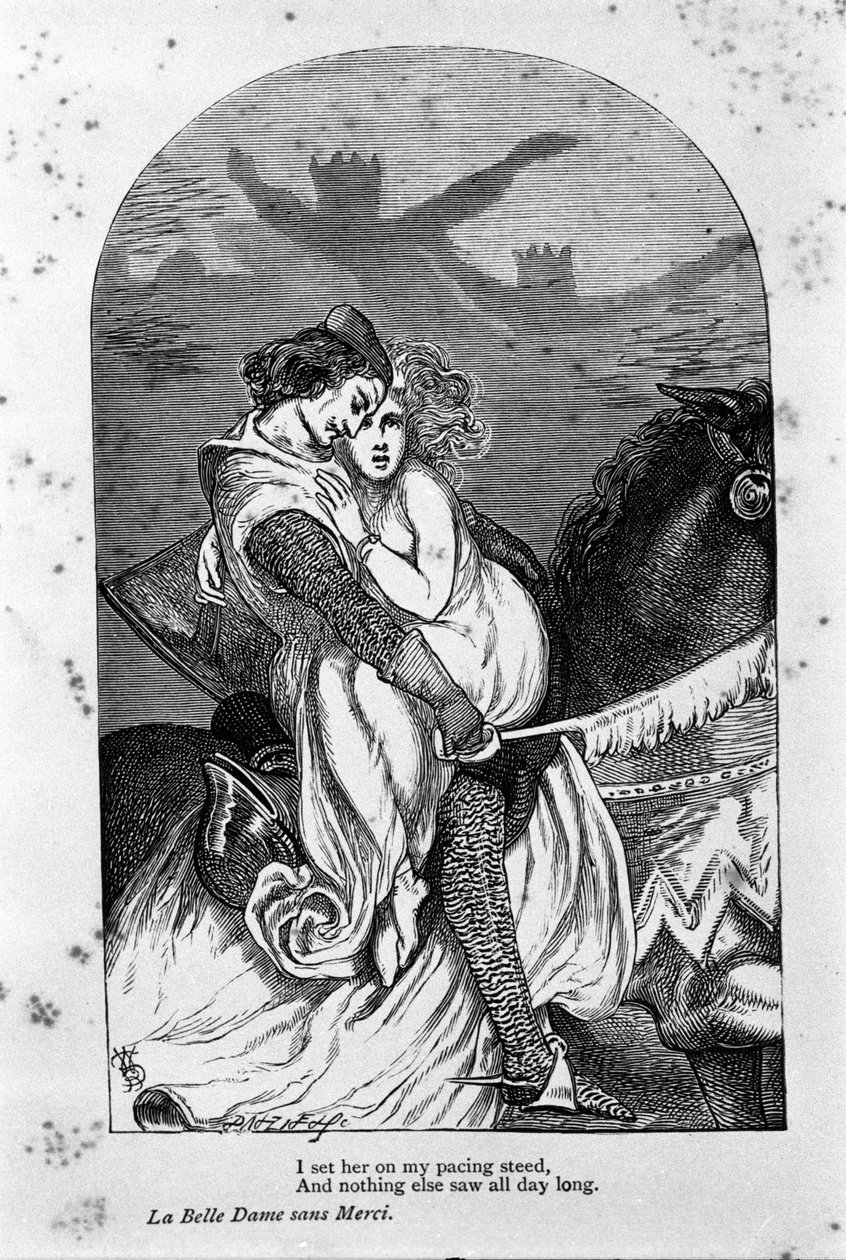 Ilustracja do „pięknej damy bez litości” autorstwa poety Johna Keatsa (1795-1821) XIX wiek autorstwa Unknown artist