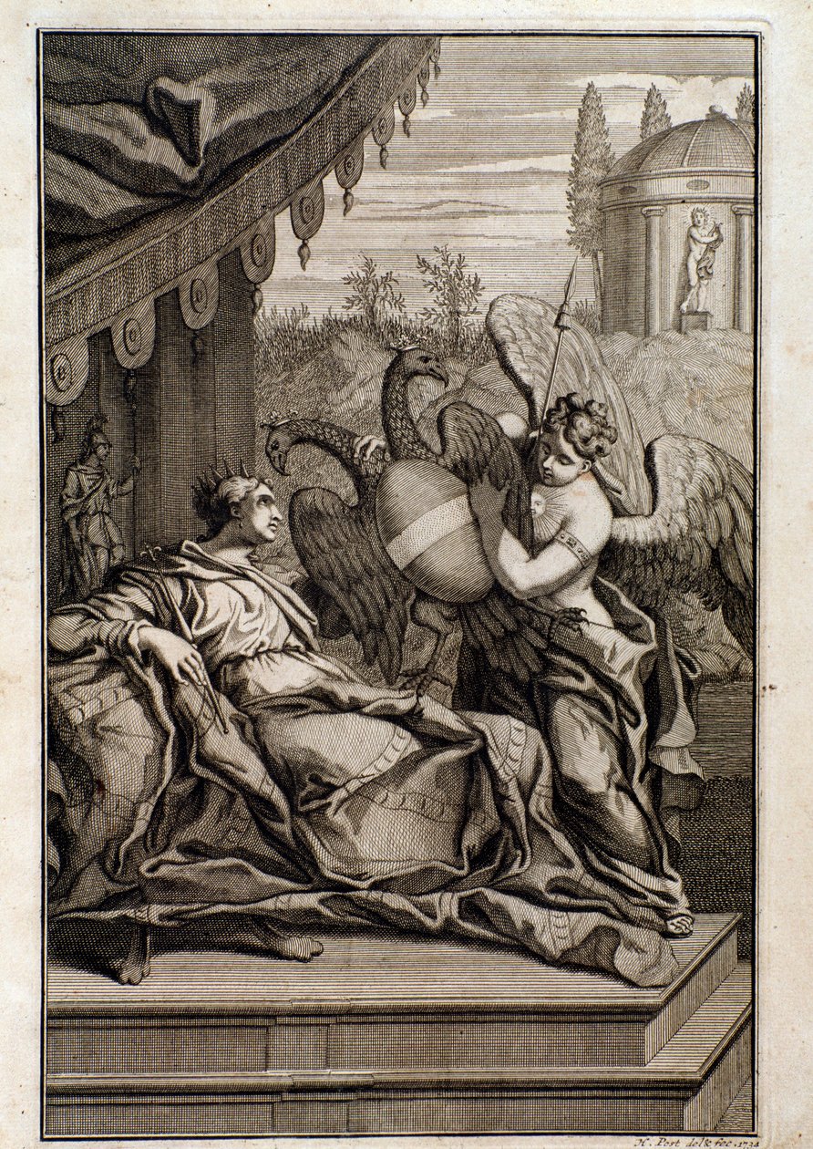 Ilustracja do strony tytułowej sonat na skrzypce, wiolonczelę i klawesyn Tartiniego autorstwa Unknown artist