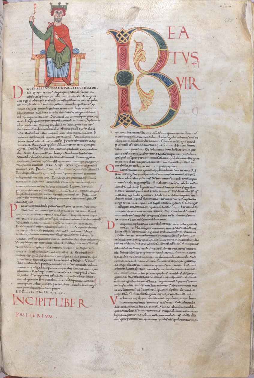 Incipit Dawida, Beatus; Incipit Psalmów, XI wiek (miniatura, rękopis błoniowy) autorstwa Unknown artist