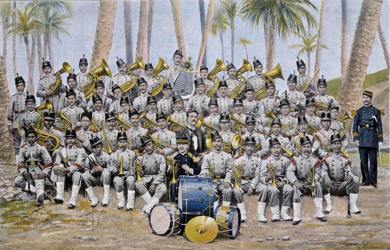 Orkiestra piechoty w Republice Ekwadoru pod koniec XIX wieku. autorstwa Unknown artist