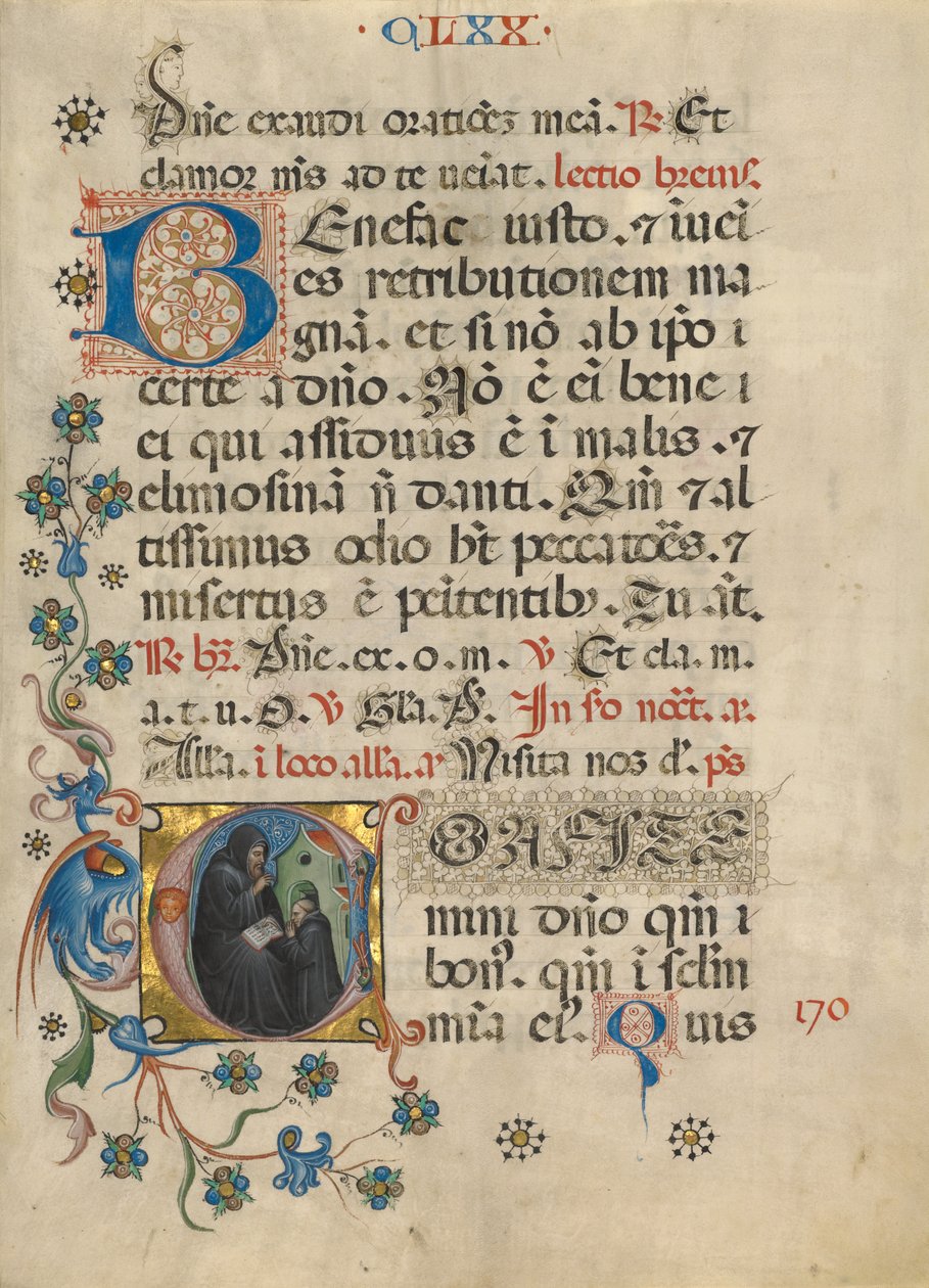 Inicjał C: Święty Benedykt błogosławiący Maurusa autorstwa Unknown artist