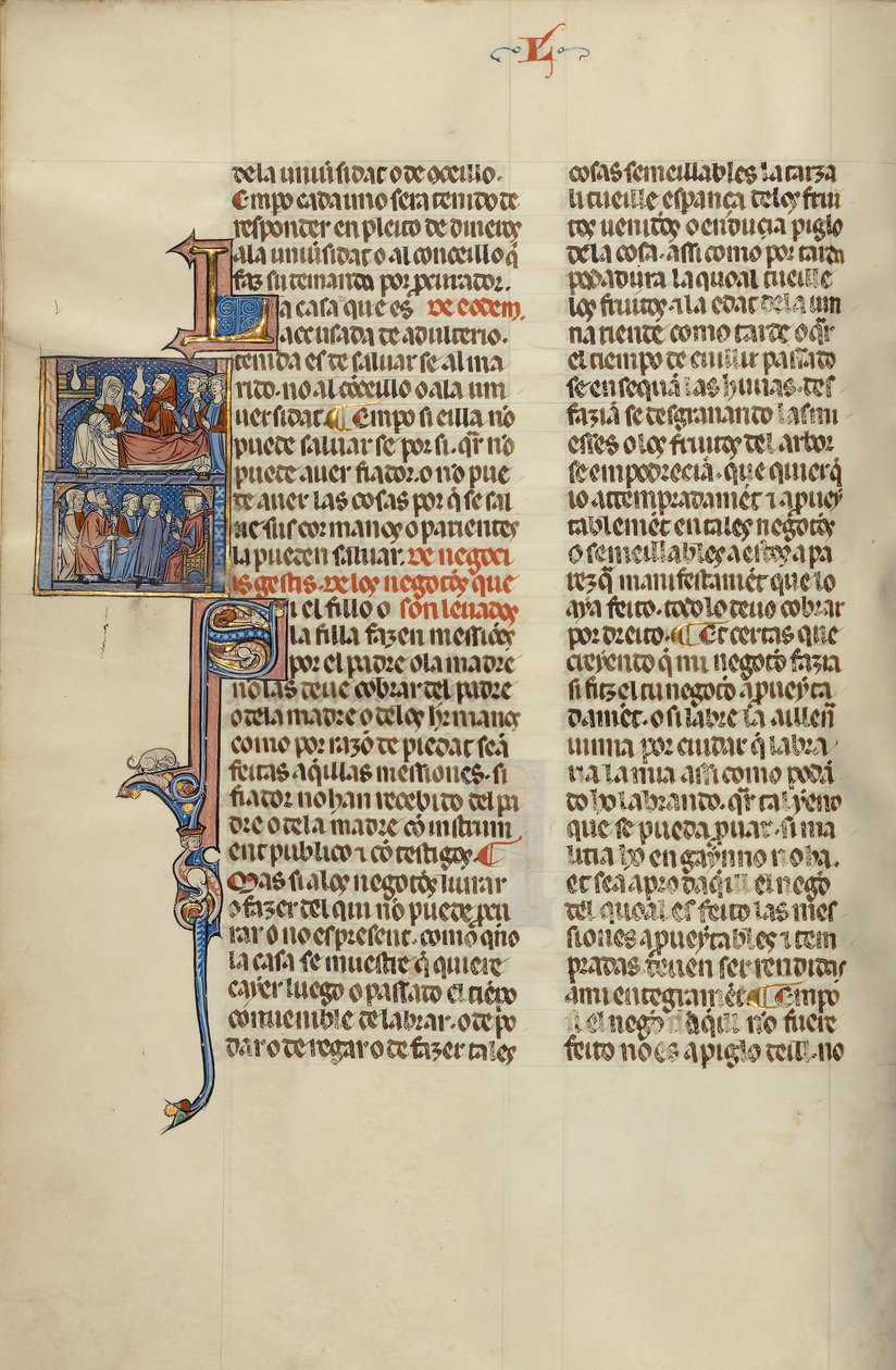 Initial S: Dzieci i alchemik przy łóżku oraz Dzieci i starsi przed sędzią autorstwa Unknown artist