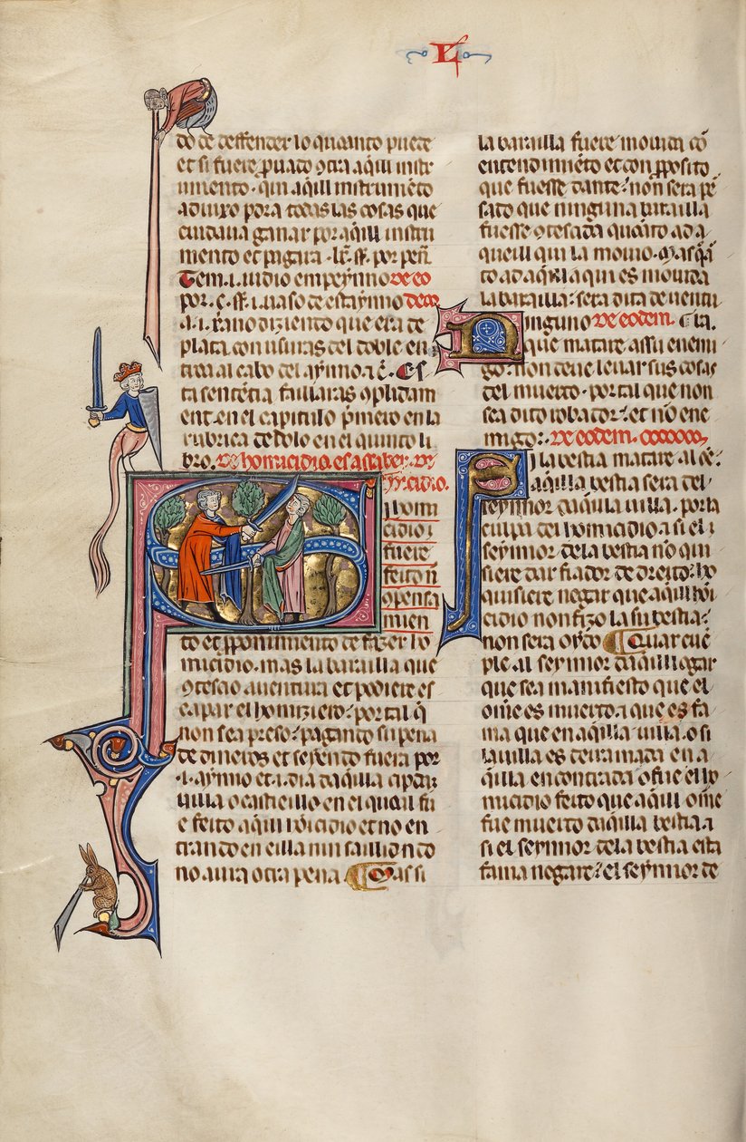 Initial S: Dwóch mężczyzn walczących na miecze autorstwa Unknown artist