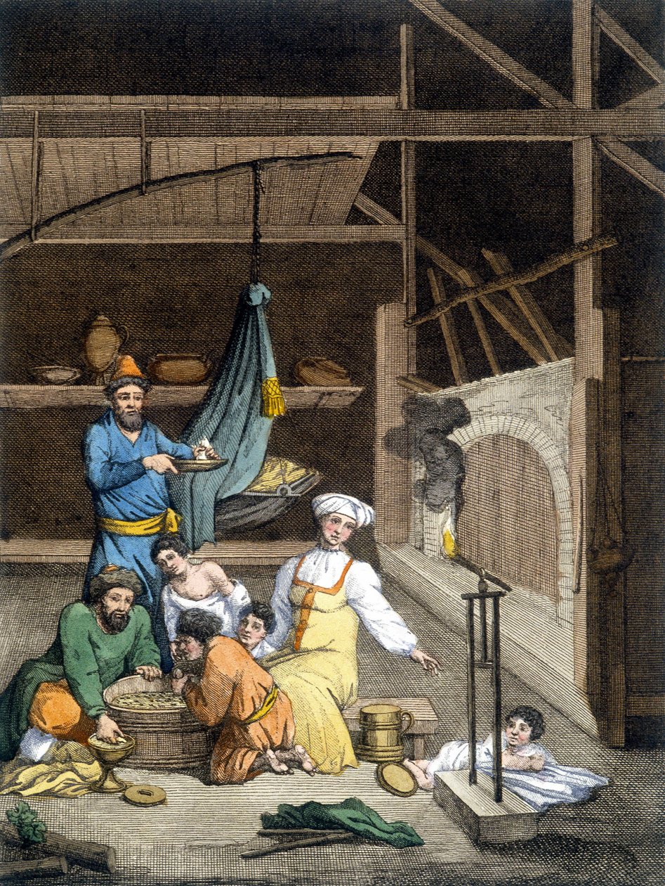 W rosyjskim domu, rodzina w porze obiadowej. autorstwa Unknown artist