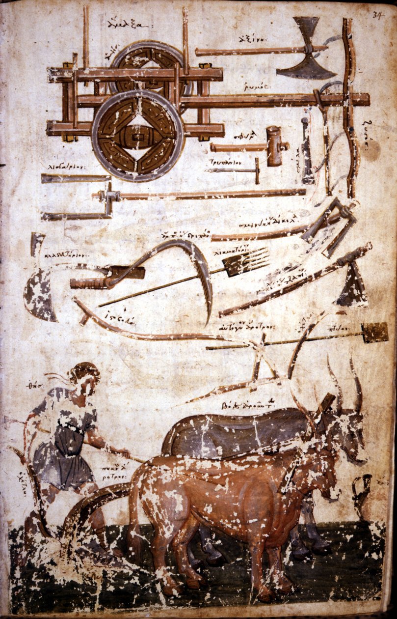 Przyrządy do pracy w polu i orka - w „”Scutum Herculis (Tarcza Heraklesa”” Hezjody autorstwa Unknown artist