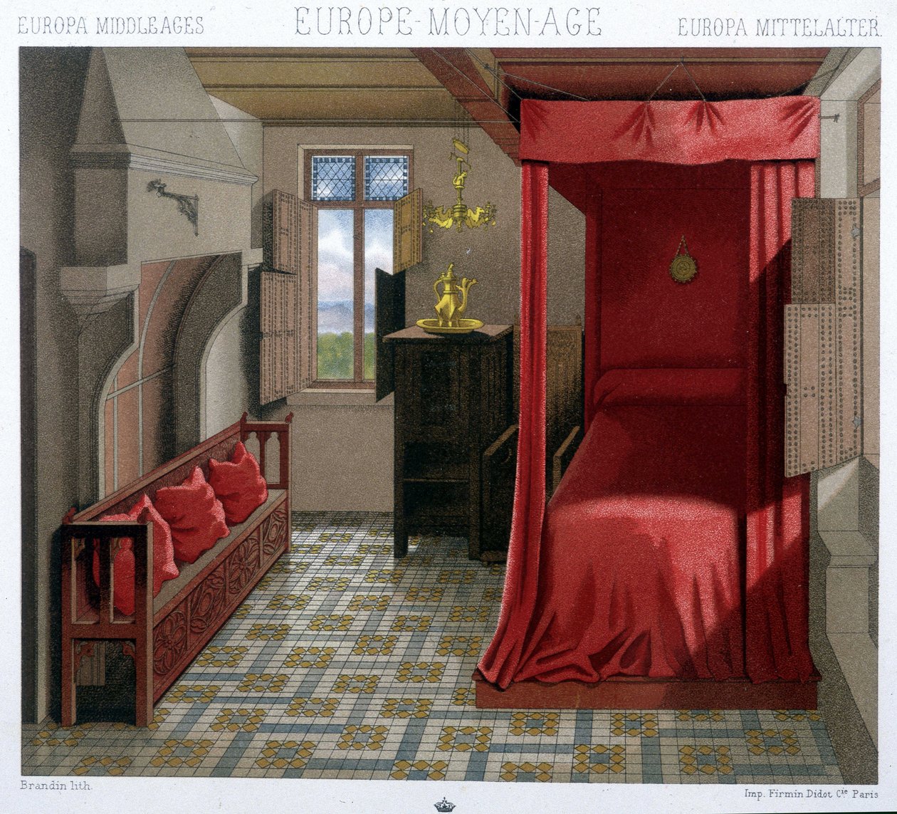 Wnętrze domu z XV i XVI wieku. W „Le costume historique A. Racineta autorstwa Unknown artist
