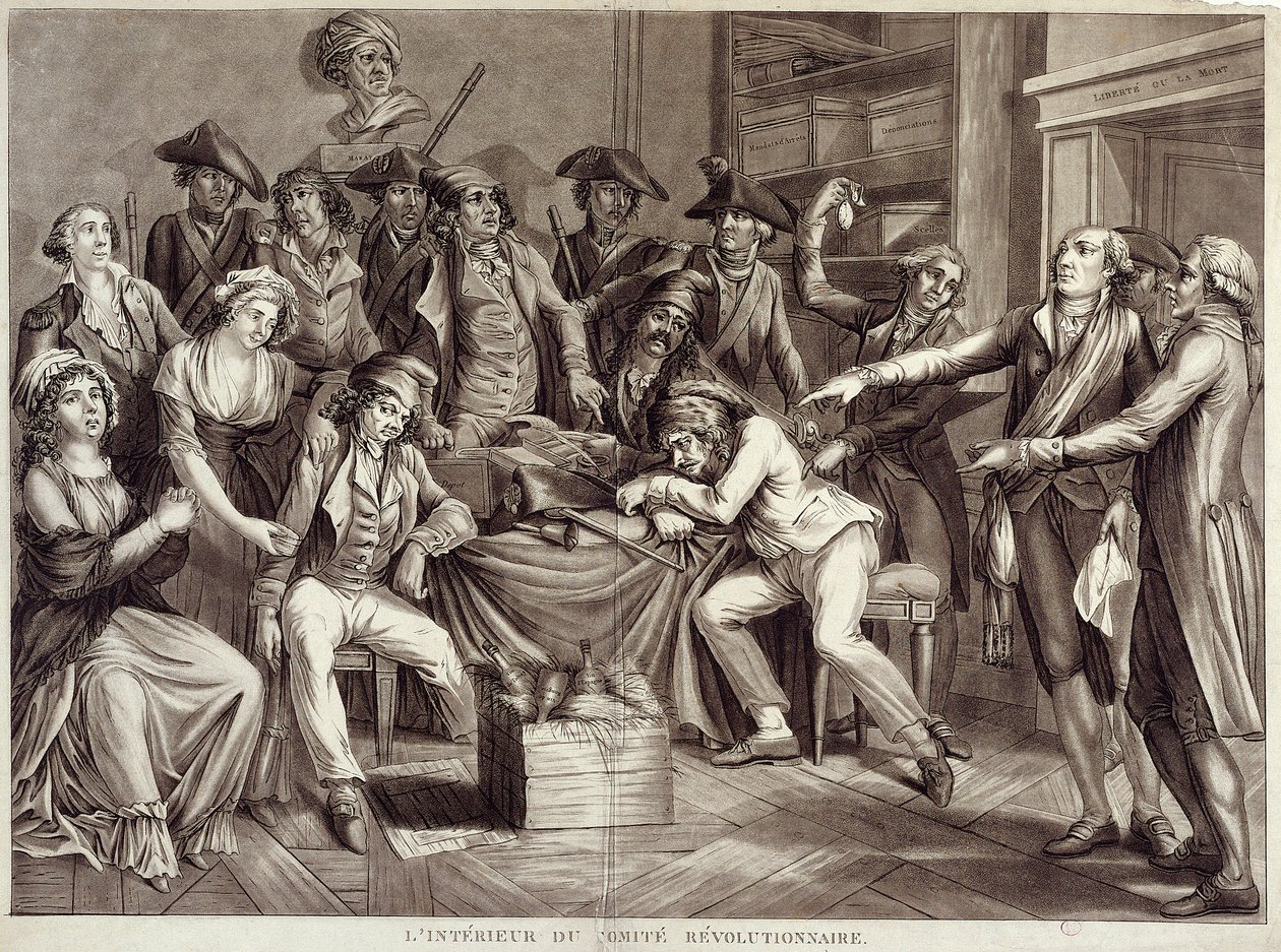 Wnętrze Komitetu Rewolucyjnego. Rycina z XVIII wieku. Paryż, Muzeum Carnavalet autorstwa Unknown artist