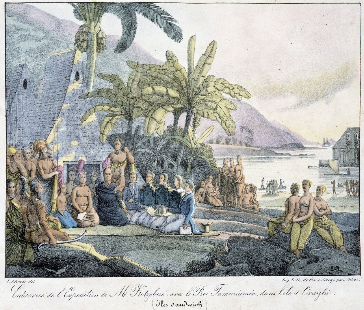 Wywiad z wyprawy pana Kotzebuë z królem Tammeameą na wyspie Ovayhi. (Wyspy Kanapkowe) autorstwa Unknown artist