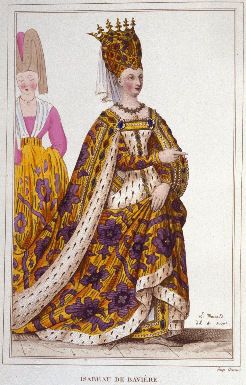 Isabeau (Isabelle, Elisabeth) z Bawarii (1371-1435). Królowa Francji. Grawerowanie z 1830 roku. autorstwa Unknown artist