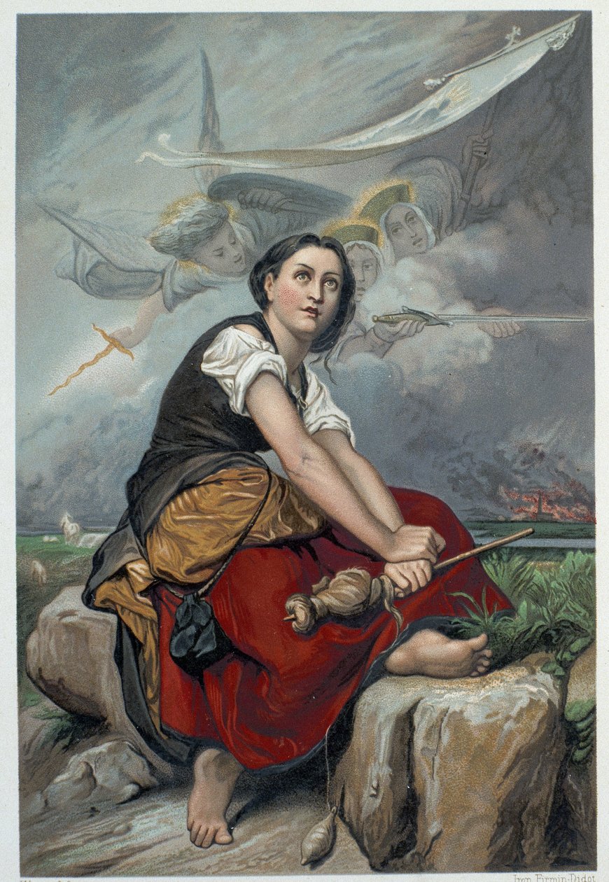 Joanna słyszy swoje niebiańskie głosy: archanioł św. Michał, św. Katarzyna i św. Małgorzata polecili mu udać się do Francji, aby pomóc królowi i zapewnił, że Bóg mu pomoże – w „Jannie d