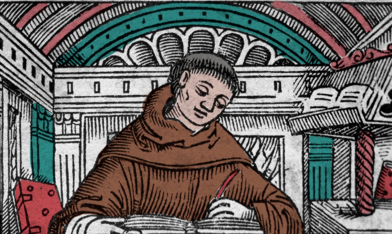 Jan Duns Szkot (1265?-1308), nazywa także Jeana Dunsa Scotta lub Jeana Dunsa Szkota, franciszkańskiego filozofa. Grawerowanie z XVI wieku autorstwa Unknown artist