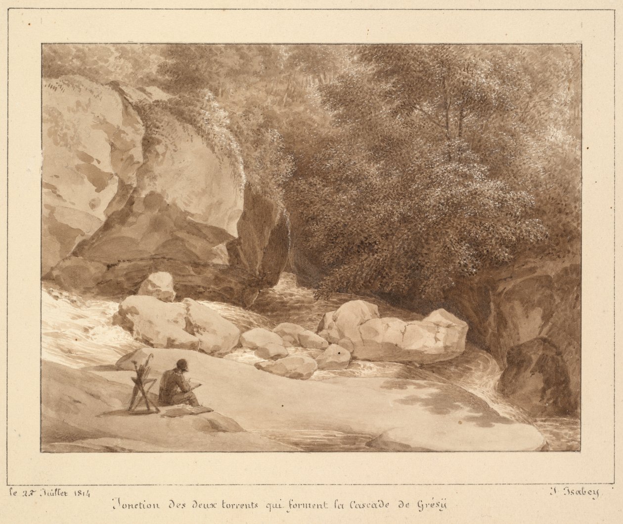 Skrzyżowanie dwóch potoków tworzących Cascade de Grésy autorstwa Unknown artist