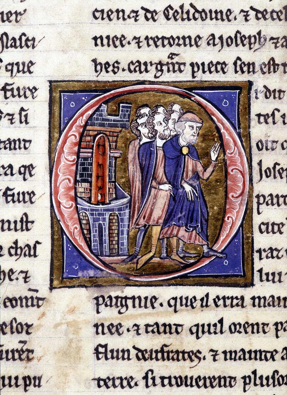 Józef z Arymatei (Arimathee) i jego kontynuacja. Rękopis: Zdobycie Świętego Graala, napisany 717 lat po męce naszego Pana. Bibliotheque Municipale de Rennes, ms. 255 (Zbiór powieści Okrągłego Stołu); Paryż autorstwa Unknown artist