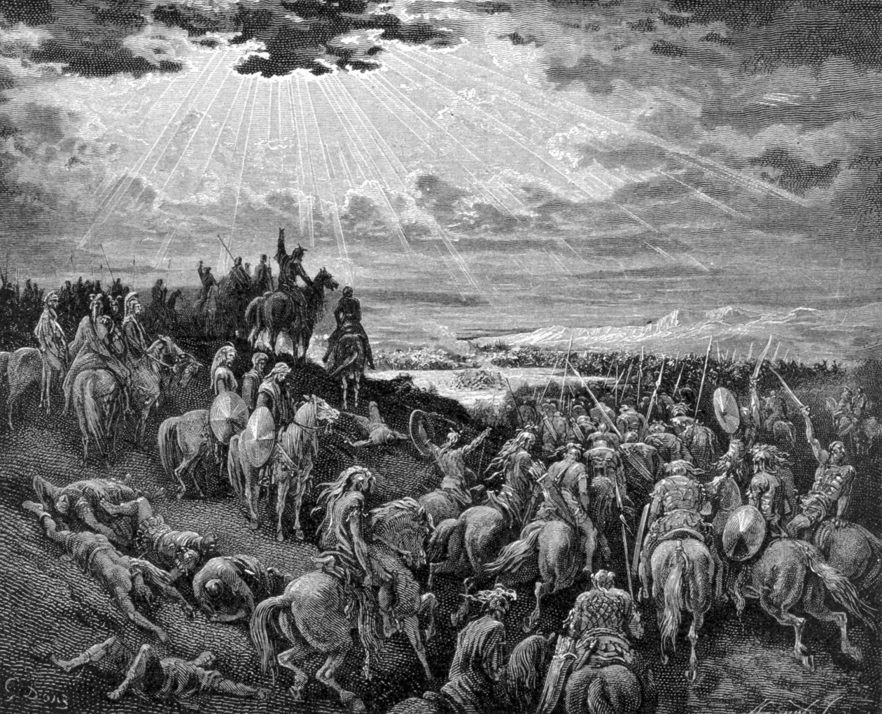 Joshua zatrzymuje wyścig Słońca. autorstwa Unknown artist