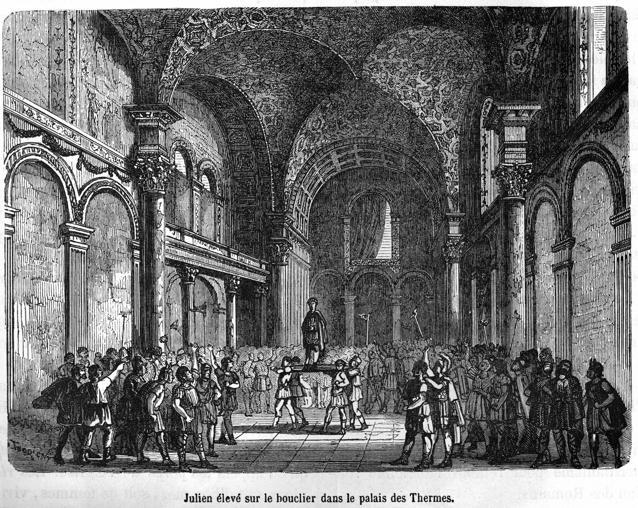 Julien (Flavius Claudius Julianus 331 - 363) wychowany na Tarczy w Pałacu Termalnym - w Histoire de France przez Henri Martina, sd. 19 wiek autorstwa Unknown artist