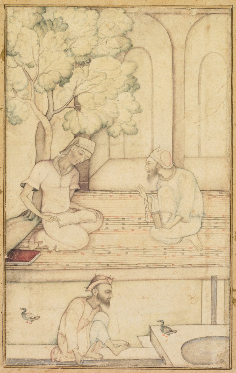 Kabir i dwóch zwolenników na tarasie (recto) autorstwa Unknown artist