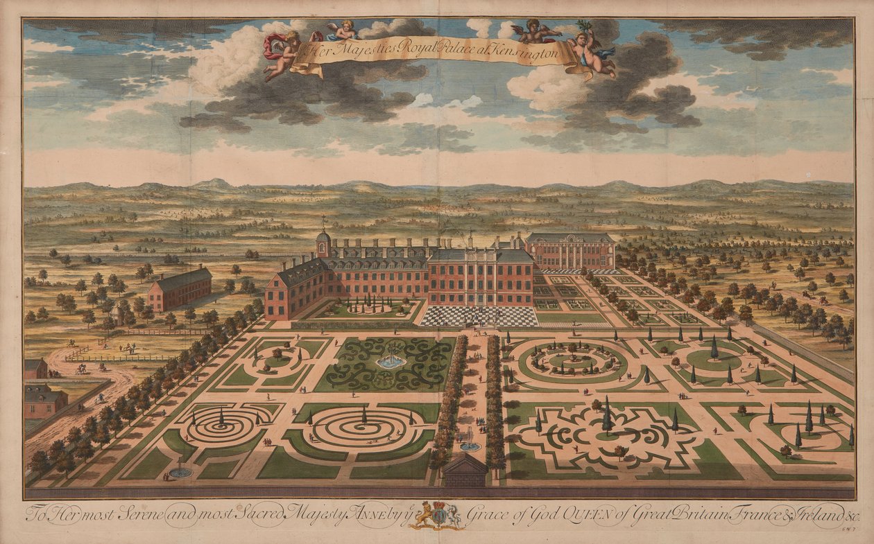 Pałac Kensington, ok. 1707-14 (druk) autorstwa Unknown artist