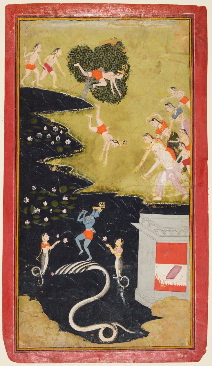 Kryszna tłumi węża Kalia z Bhagavata Purana autorstwa Unknown artist